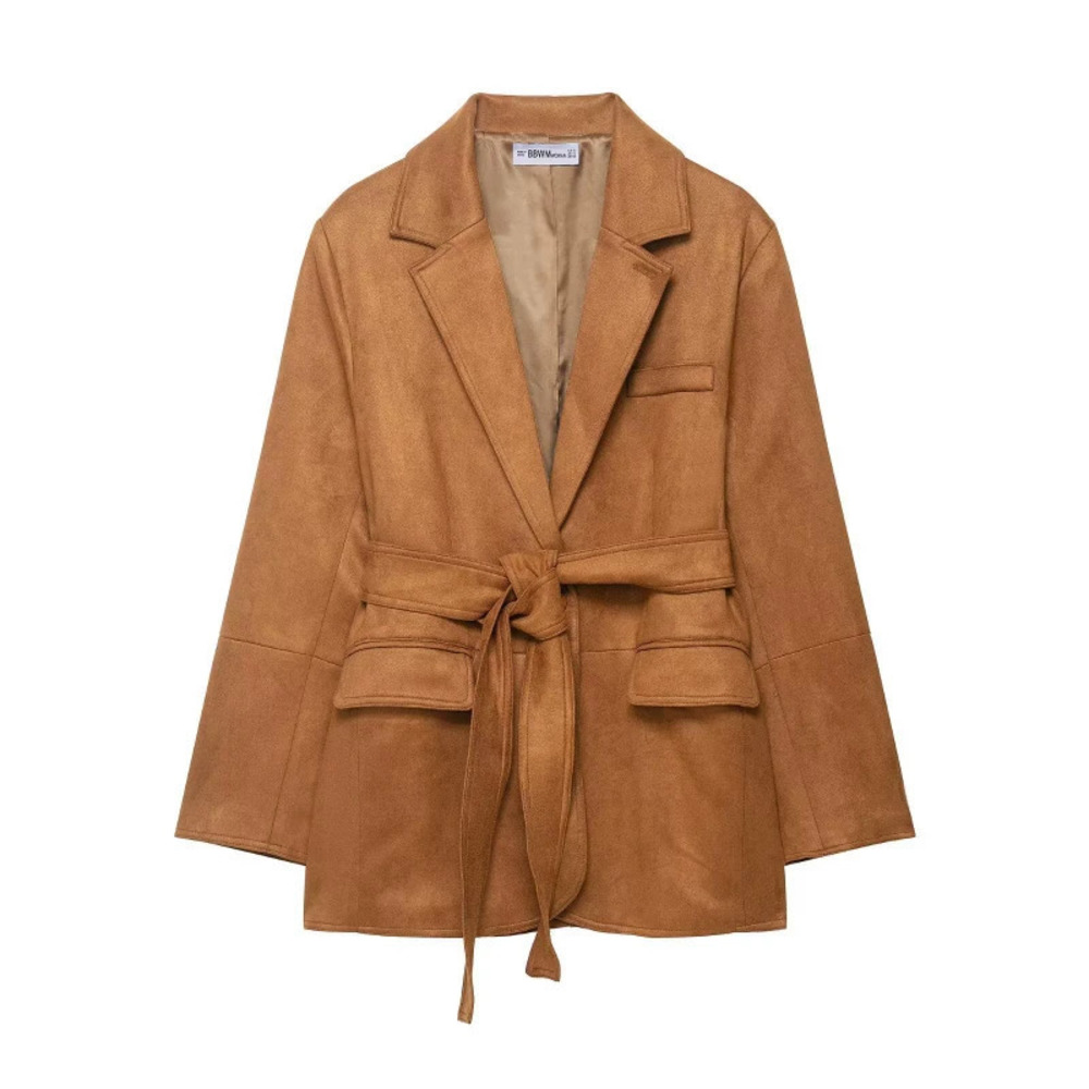 Suede Leather Blazer Jacket Mens Slim Fit Casual Suit Outerwear
